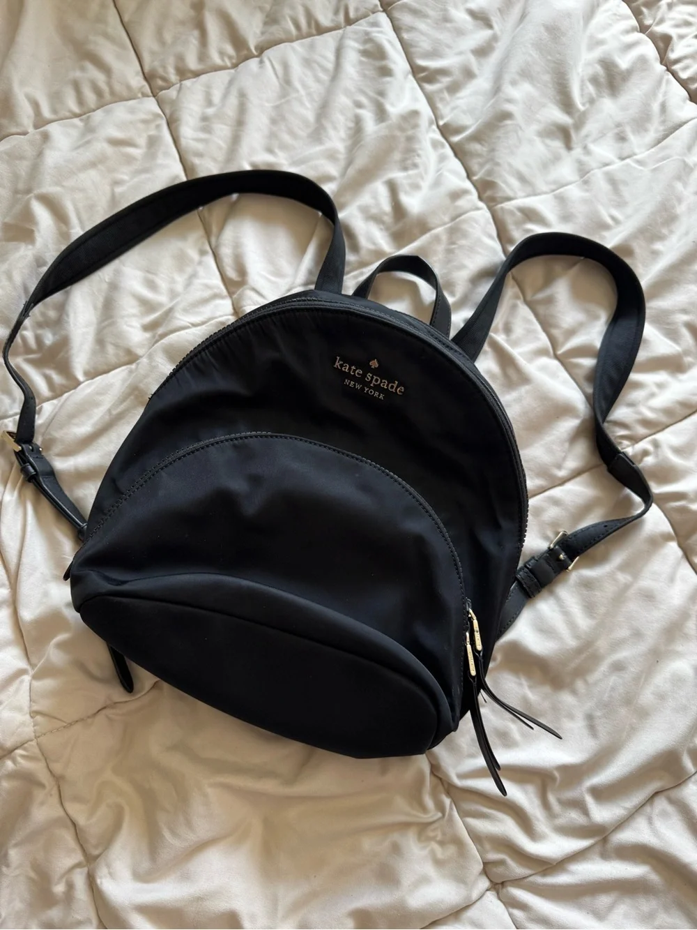 kate spade Black Nylon Mini Backpack with Gold Hardware